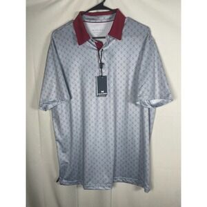 Maelreg Men's Performance Golf Polo Shirt Gray Red Size Large Brand New